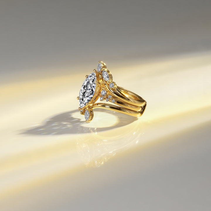14K Yellow Gold Diamond Leaves & Branches Ring Jacket