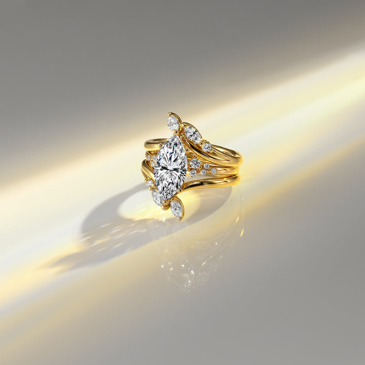 14K Yellow Gold Diamond Leaves & Branches Ring Jacket