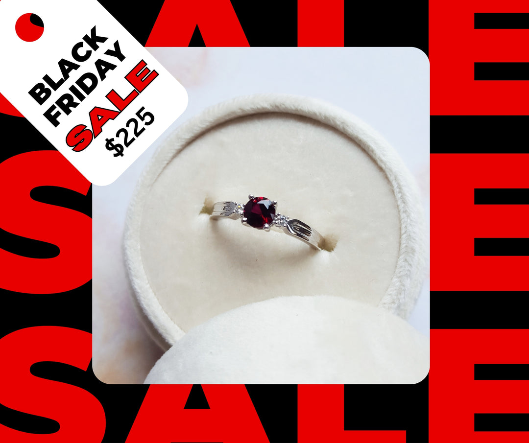 Sterling Silver AZ Garnet Accent Simplicity Ring
