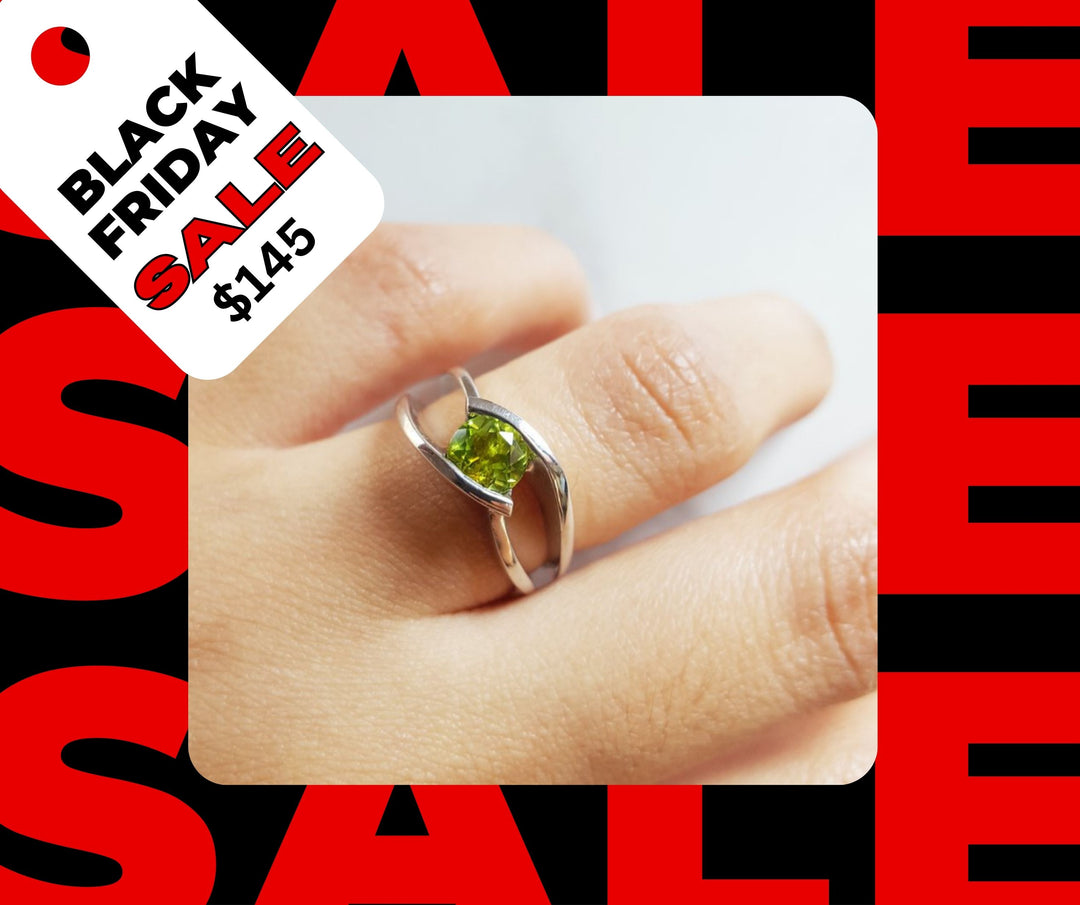 Arizona Peridot Silver Jewelry Peridot Double Curve Ring