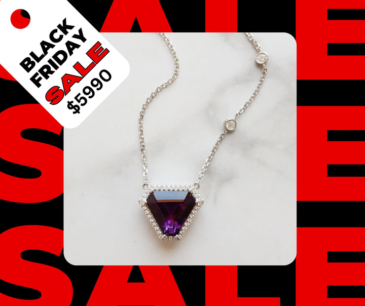 One of a Kind 14kw AZ Amethyst & Diamond Necklace
