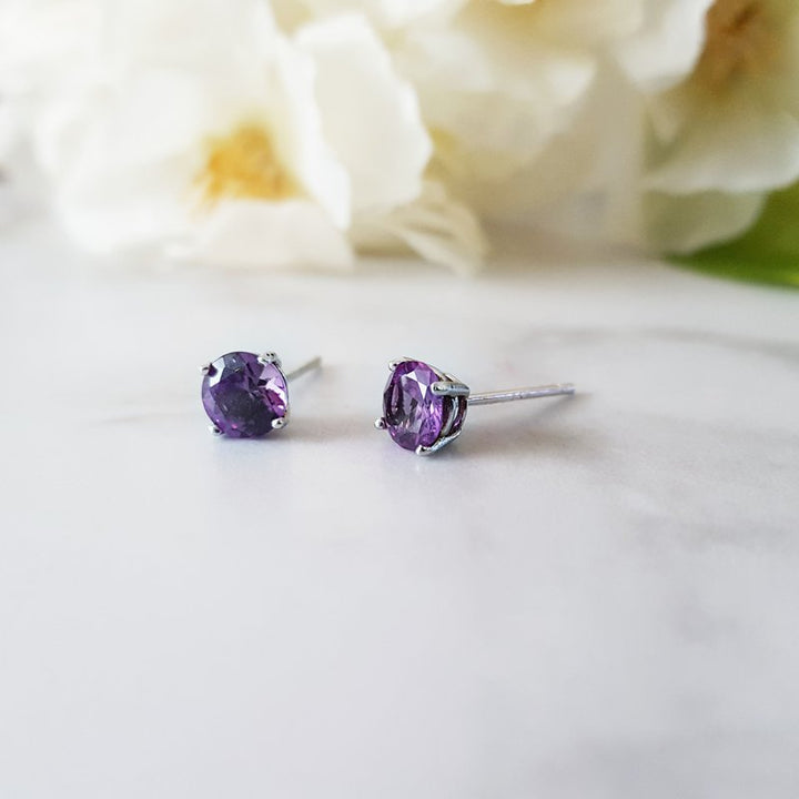 Sterling Silver Simple Birthstone Studs