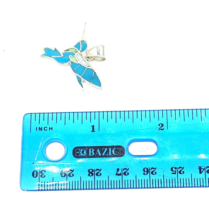 Sterling Silver Turquoise and Opal Hummingbird Necklace