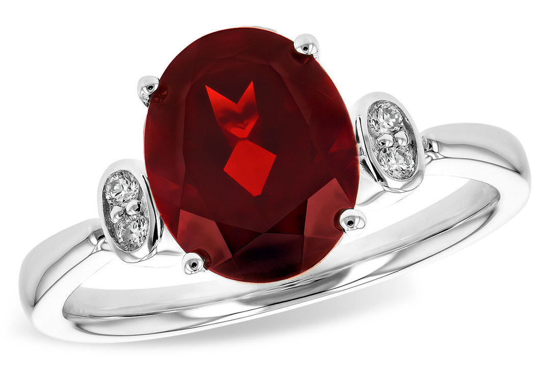 Oval Garnet & Diamond Ring in 14k Gold