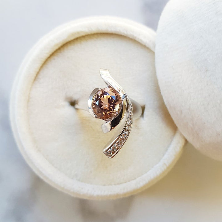 American Gem Collection #232 "Beauty and the Beach" California Pink Tourmaline 14K White Gold Ring