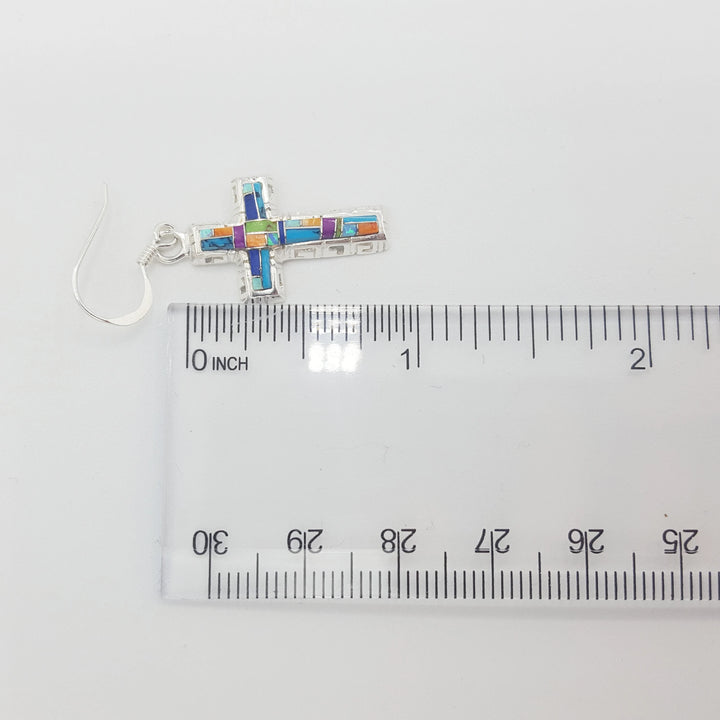 Multi Gem Cross Earrings