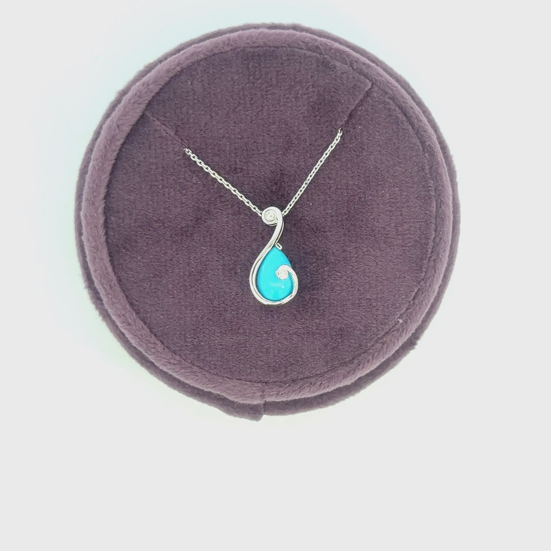 Sterling Silver Custom Designed American Turquoise Modern Necklace