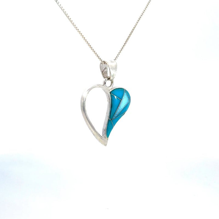 Arizona Turquoise and Inlaid Jewelry Heart Pendant