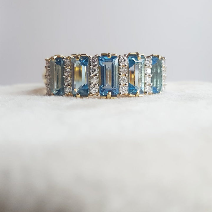  Luxury by Rene Hernandez 5 Stone Aquamarine Band 050649 - Sami Fine Jewelry