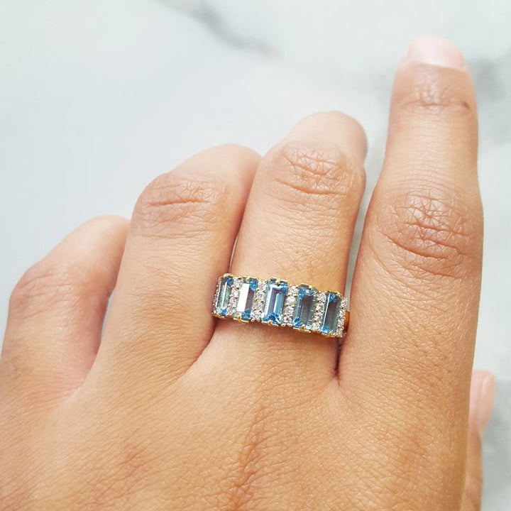 Luxury by Rene Hernandez 5 Stone Aquamarine Band