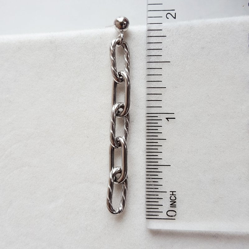 Sami Fine Jewelry Silver Textured Chain Dangles