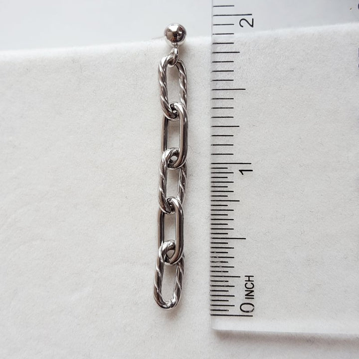 Sami Fine Jewelry Silver Textured Chain Dangles