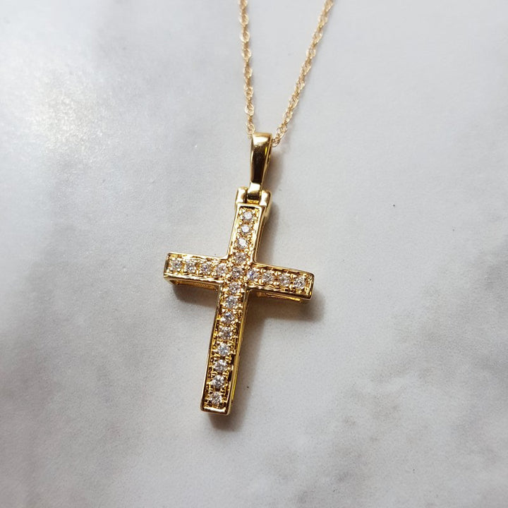 Gems One Diamond Cross Pendant In 14K Yellow Gold (1/10ctw)