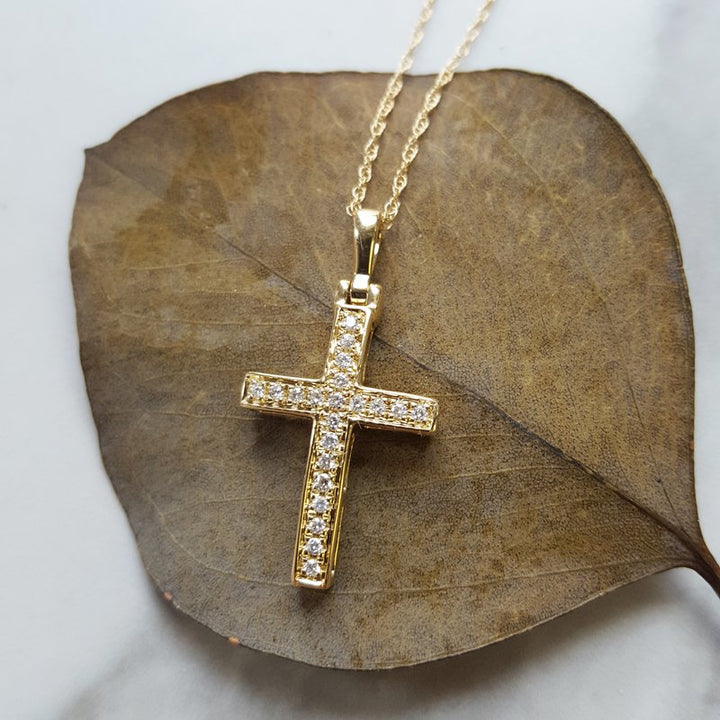  Gems One Diamond Cross Pendant In 14K Yellow Gold (1/10ctw) PD10524-10-4YD - Sami Fine Jewelry
