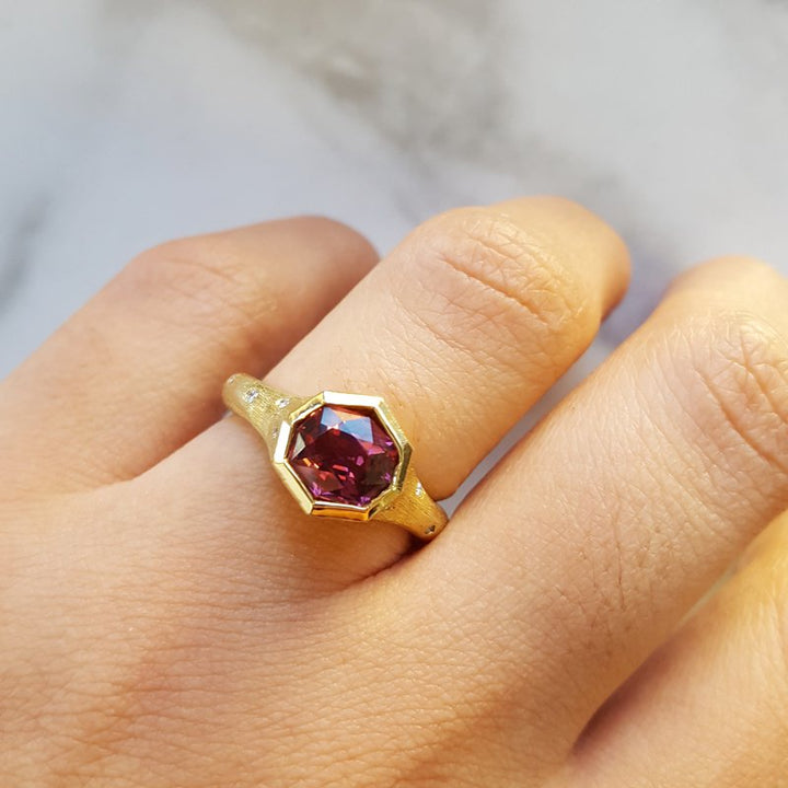 Luxury by Rene Hernandez Pink Tourmaline Hexagon Ring
