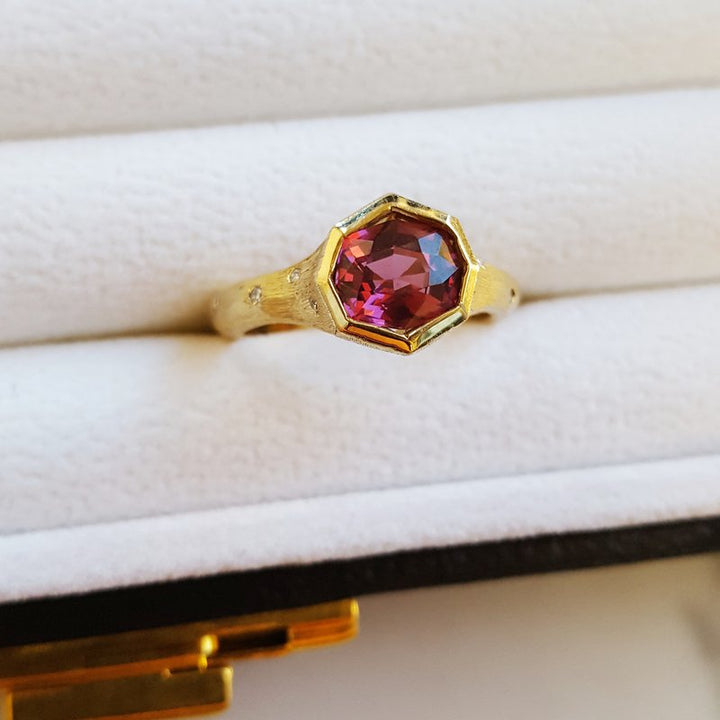 Luxury by Rene Hernandez Pink Tourmaline Hexagon Ring