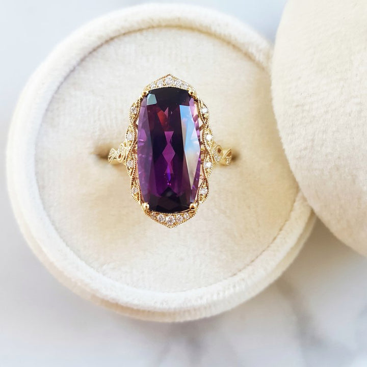  Arizona Amethyst Gold Jewelry Arizona Amethyst Halo Statement Ring 363409