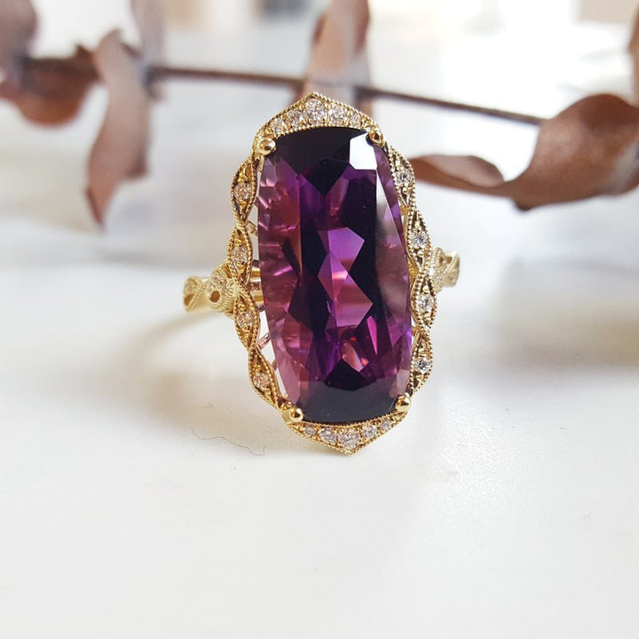 Arizona Amethyst Gold Jewelry Arizona Amethyst Halo Statement Ring