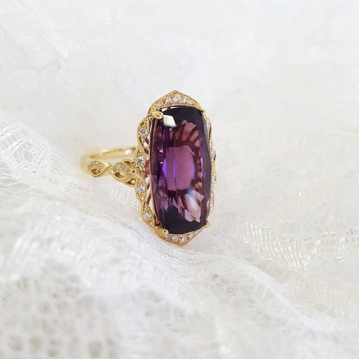 Arizona Amethyst Gold Jewelry Arizona Amethyst Halo Statement Ring