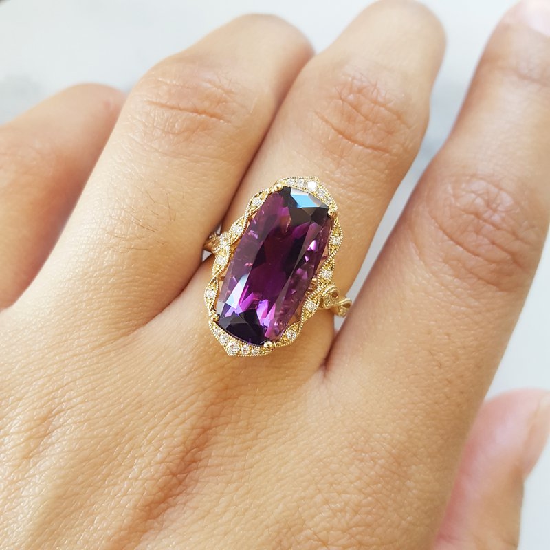Arizona Amethyst Gold Jewelry Arizona Amethyst Halo Statement Ring