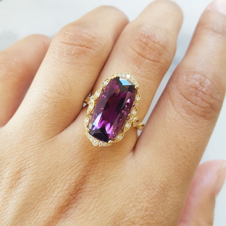 Arizona Amethyst Gold Jewelry Arizona Amethyst Halo Statement Ring