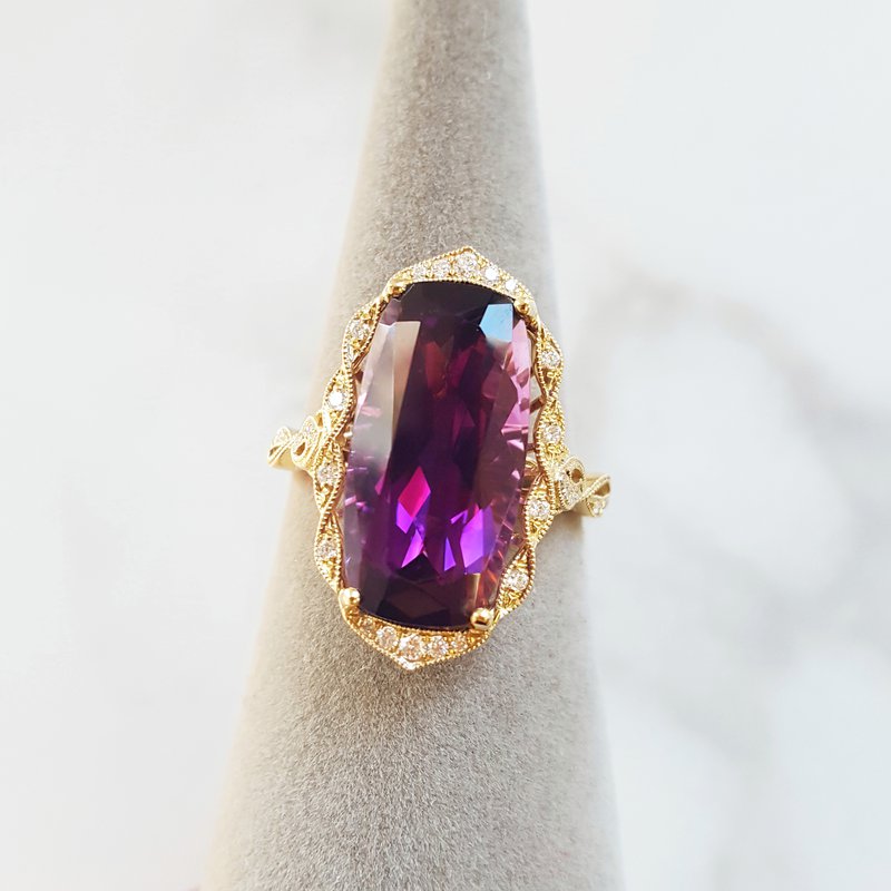 Arizona Amethyst Gold Jewelry Arizona Amethyst Halo Statement Ring