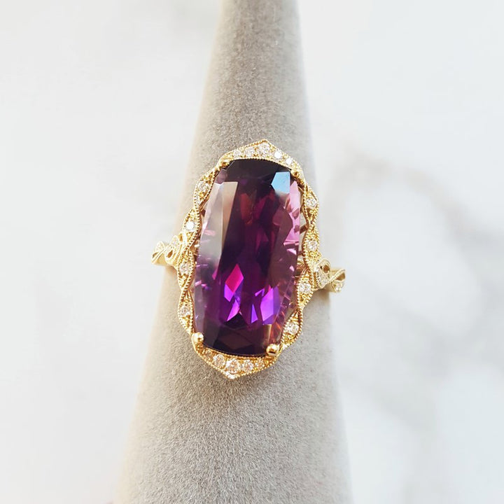 Arizona Amethyst Gold Jewelry Arizona Amethyst Halo Statement Ring