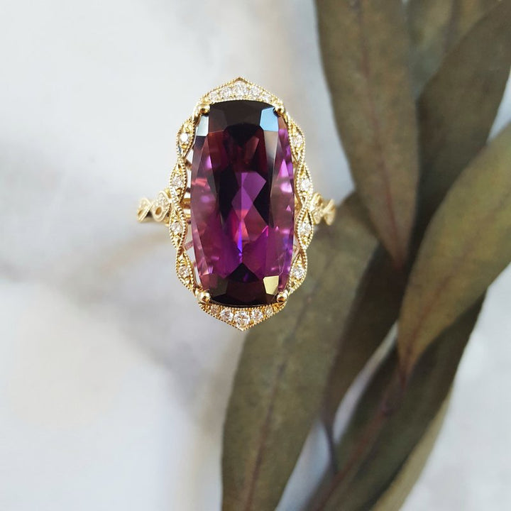Arizona Amethyst Gold Jewelry Arizona Amethyst Halo Statement Ring