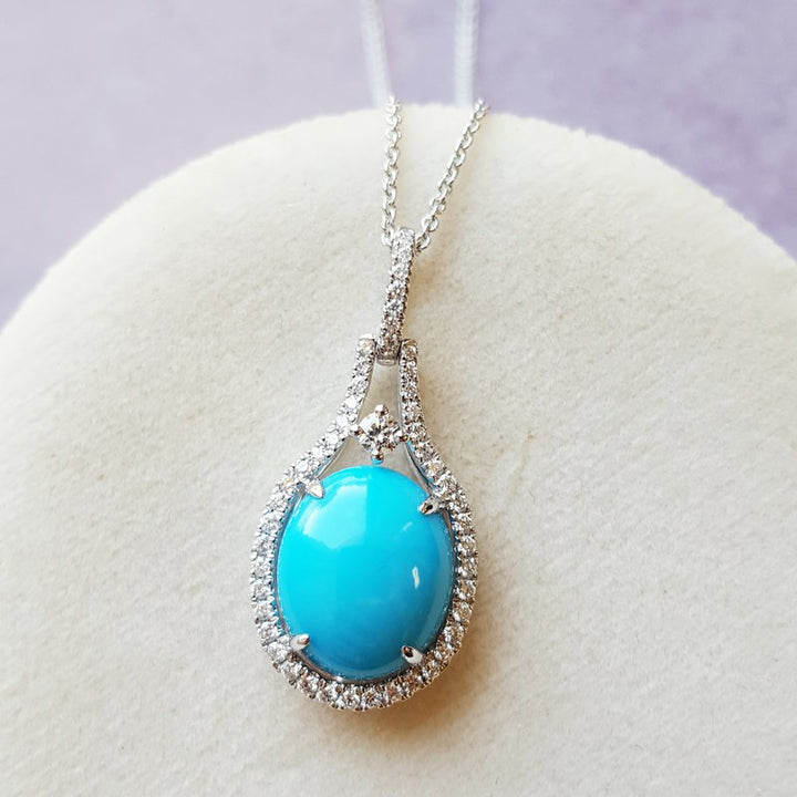 Sami Fine Jewelry Diamond Sleeping Beauty Turquoise Pendant 080304