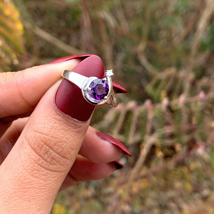Arizona Amethyst Silver Jewelry Shooting Star Ring