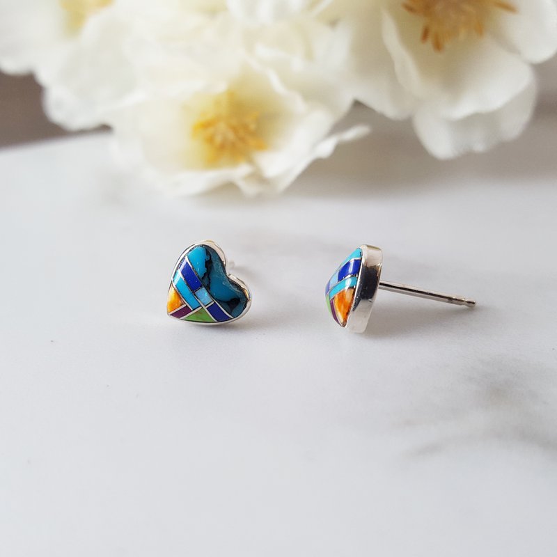 Arizona Turquoise and Inlaid Jewelry Colors of My Heart Studs