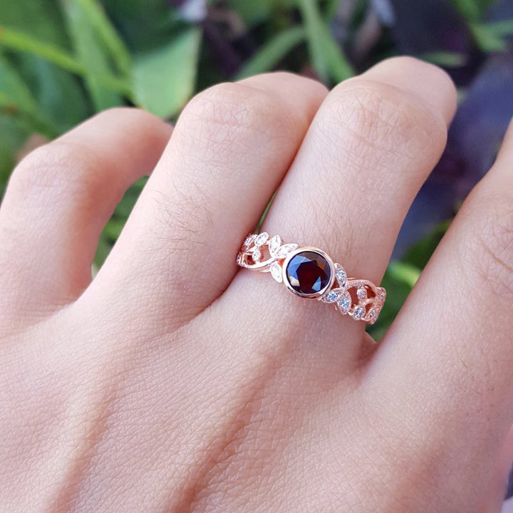Arizona Anthill Garnet Gold Jewelry Floral Garnet Ring