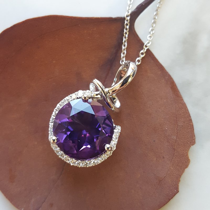  Arizona Amethyst Gold Jewelry Halo Twist Pendant 363538