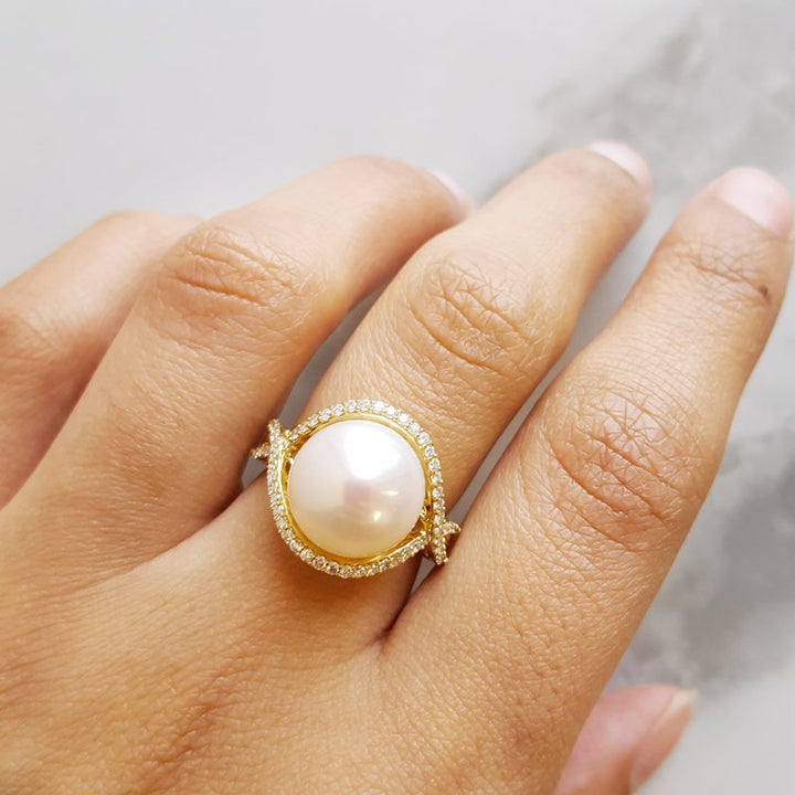 Sami Fine Jewelry Pearl Open Halo Ring