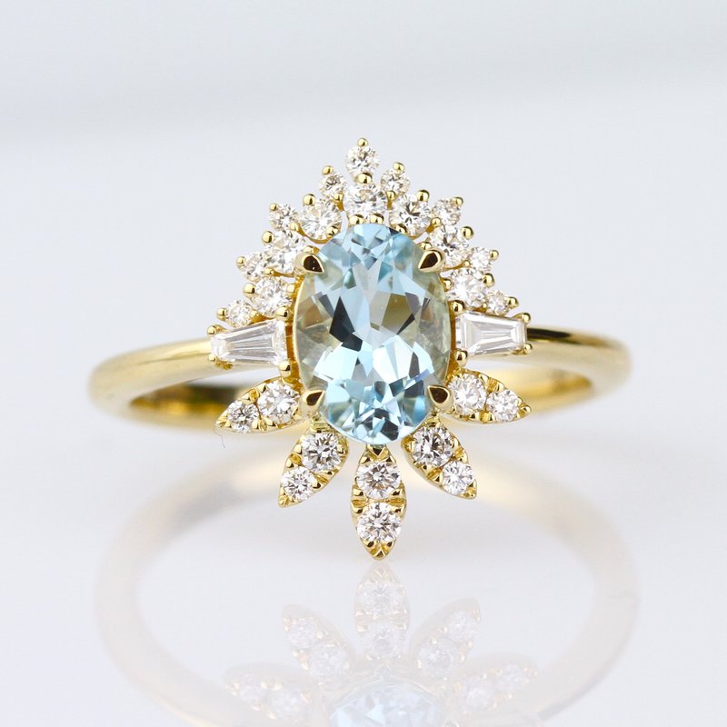 Parade Starburst Halo Aquamarine Ring R5002/O1-AQ
