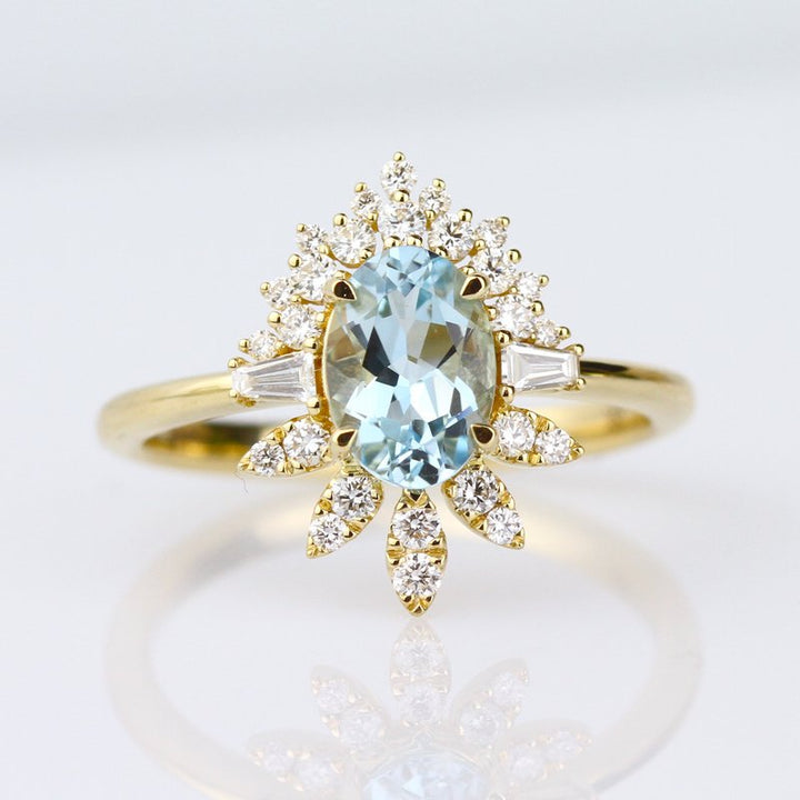 Parade Starburst Halo Aquamarine Ring R5002/O1-AQ