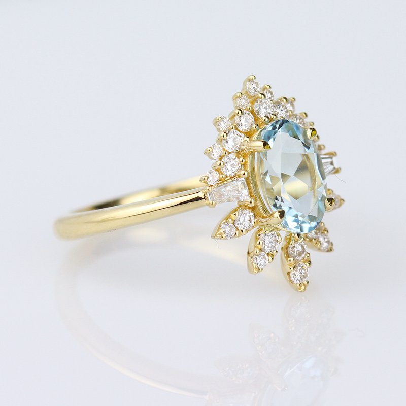 Parade Starburst Halo Aquamarine Ring
