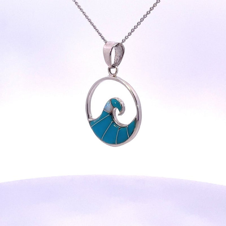 Arizona Turquoise and Inlaid Jewelry Ocean Wave Pendant