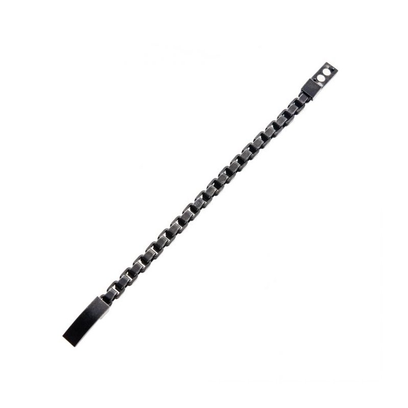 INOX Jewelry Stainless Steel & Black Plated Bold Box Bracelet
