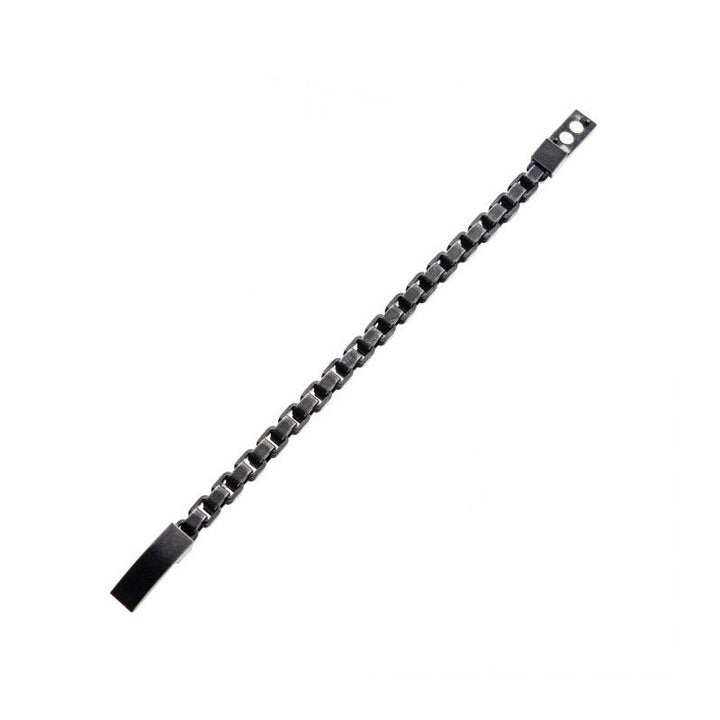 INOX Jewelry Stainless Steel & Black Plated Bold Box Bracelet