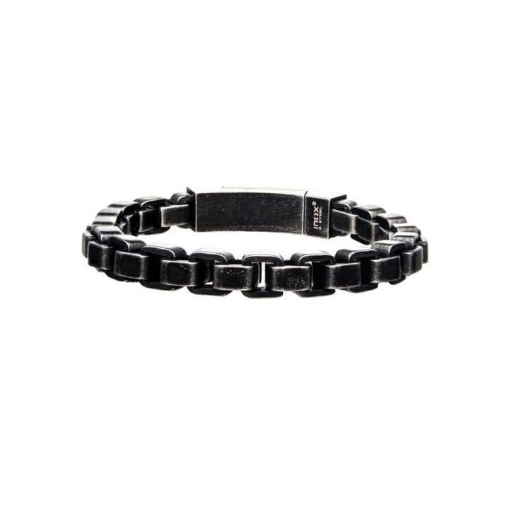 INOX Jewelry Stainless Steel & Black Plated Bold Box Bracelet