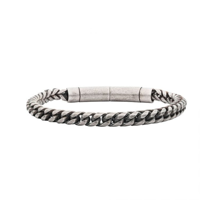 INOX Jewelry Antiqued Finish Stainless Steel Franco Chain Bracelet BR209AT