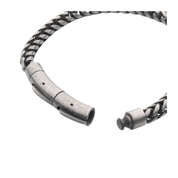 INOX Jewelry Antiqued Finish Stainless Steel Franco Chain Bracelet
