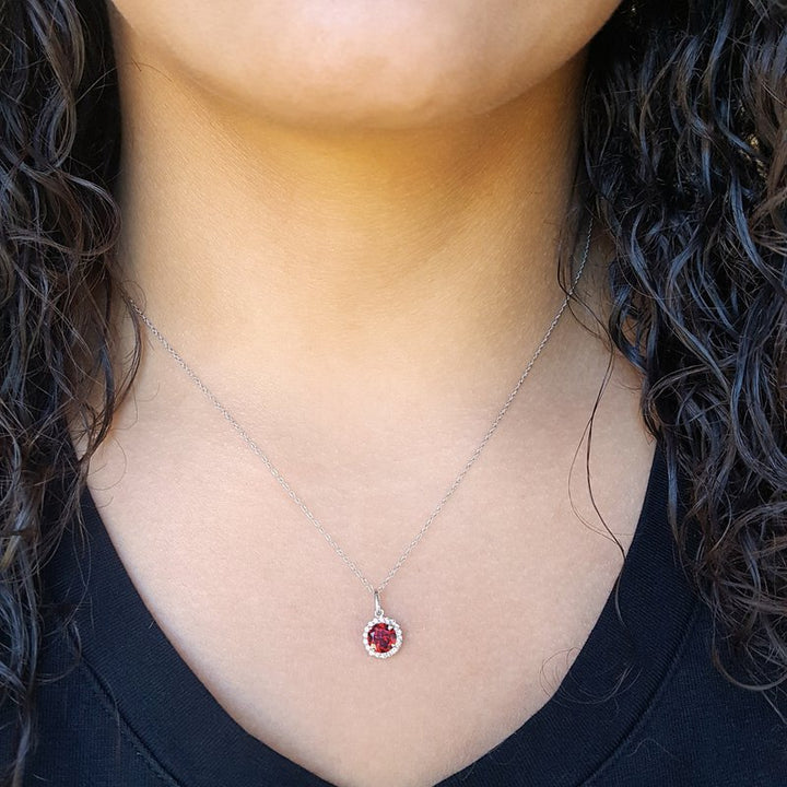 Sami Fine Jewelry Halo Garnet Birthstone Pendant