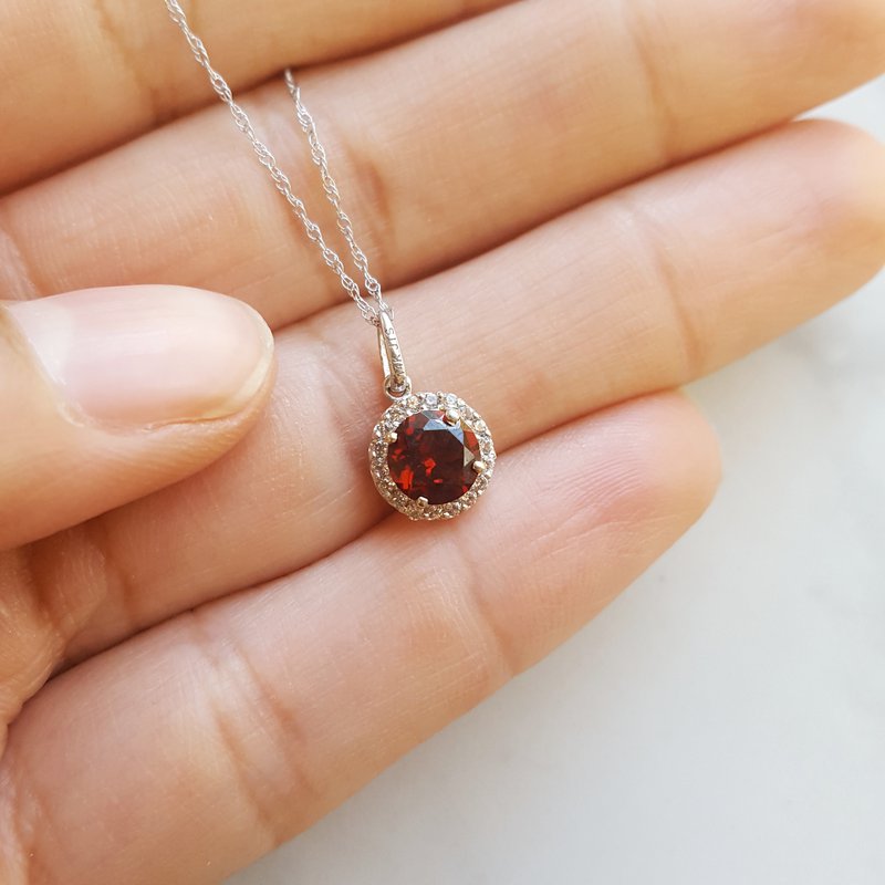 Sami Fine Jewelry Halo Garnet Birthstone Pendant
