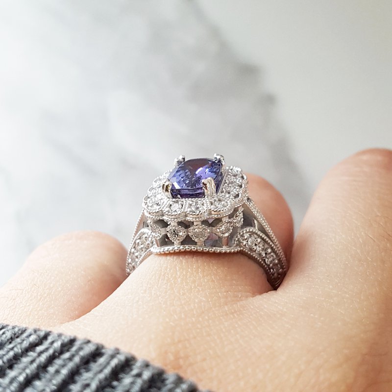 Luxury by Rene Hernandez Royal Tanzanite Filigree Ring