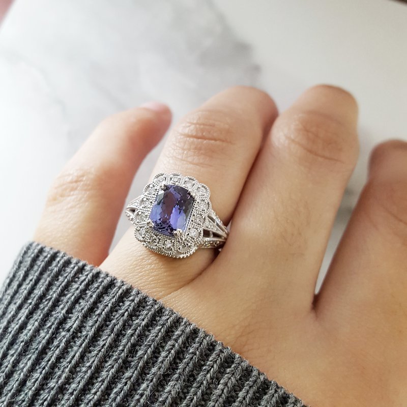 Luxury by Rene Hernandez Royal Tanzanite Filigree Ring