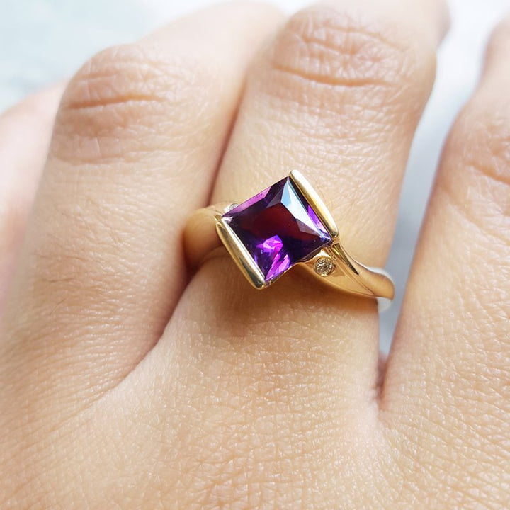 Arizona Amethyst Gold Jewelry Amethyst Bezel Ring