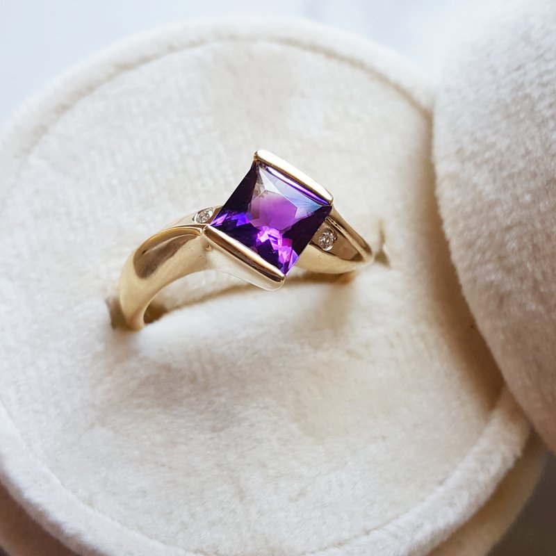  Arizona Amethyst Gold Jewelry Amethyst Bezel Ring 363358
