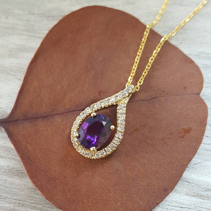 Arizona Amethyst Gold Jewelry Amethyst Loop Design Pendant